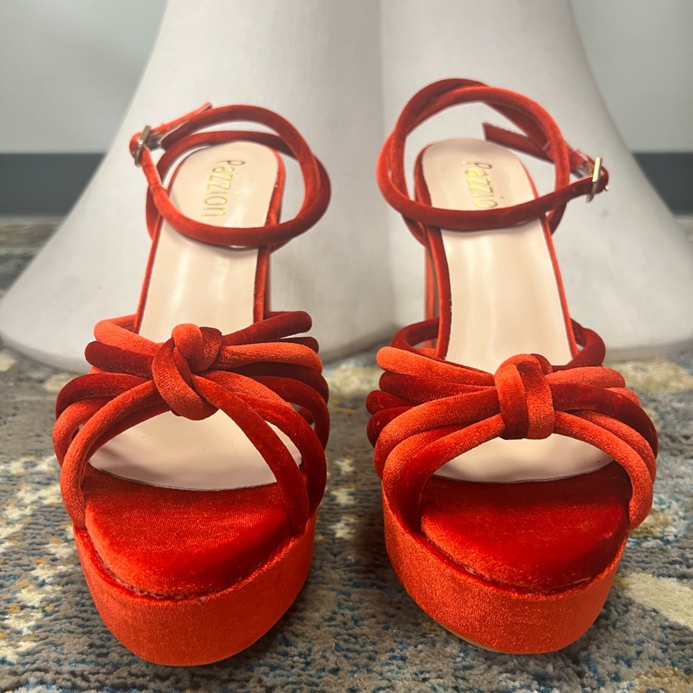 Suede Heels with Knot Detail and Ankle Strap